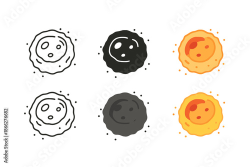 Crater Rock Styles. Crater Rock Dust first in line style with thin outline, second in solid style filled shape, third in flat