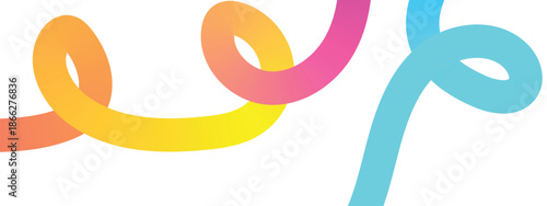 Color Swirl Lines with Rainbow Gradient. Vector Wave Shapes for Celebration, Parties and Carnivals Design.  colorful line doodle seamless pattern. Creative minimalist style art background for children