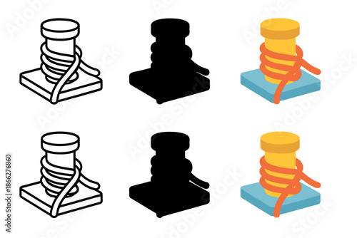 Harbor Rope Styles. Harbor Rope Dock first in line style with thin outline, second in solid style filled shape, third in flat