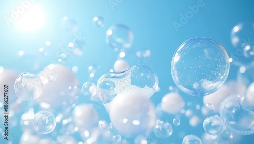 Wallpaper Mural A serene image of floating bubbles against a clear blue background, capturing the essence of lightness and tranquility. Torontodigital.ca