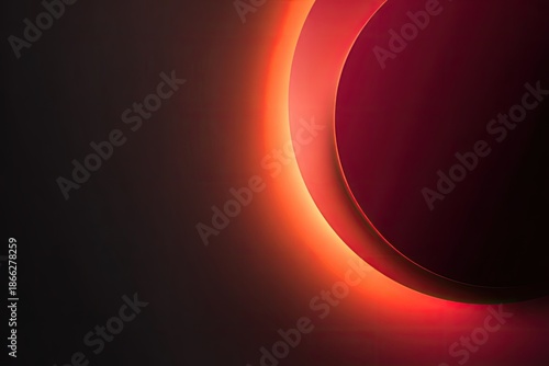 Abstract gradient with illuminated orange outline and maroon circle, dark background