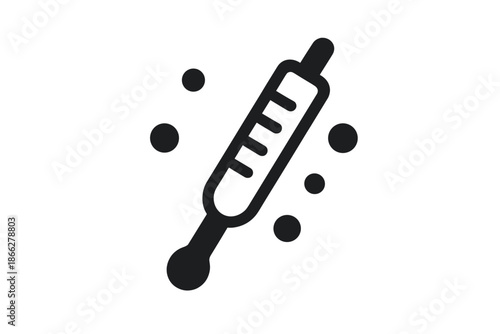 Hydrometer Dance Icon. Solid style icon of a tilted hydrometer with bubbles rising around it, representing proofing hydrometer