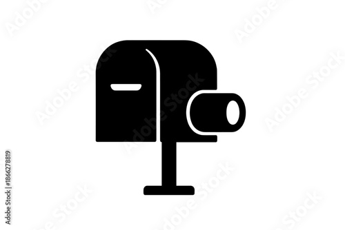 Pneumatic Mailbox Icon. Solid style icon of a mailbox with a small pneumatic tube opening, representing pneumatic citizen mail,