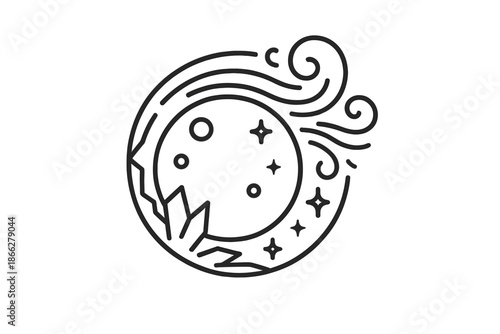 Frozen Breath Icons. Line style vector icons of Frozen Breath: icy circles, mist flow, fractured edges, smooth beams, subtle