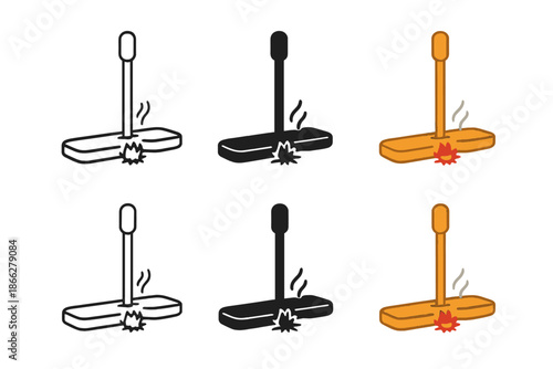 Spindle Fire-Making Techniques. Wooden spindle and fireboard creating ember through friction, clean minimal vector illustration,
