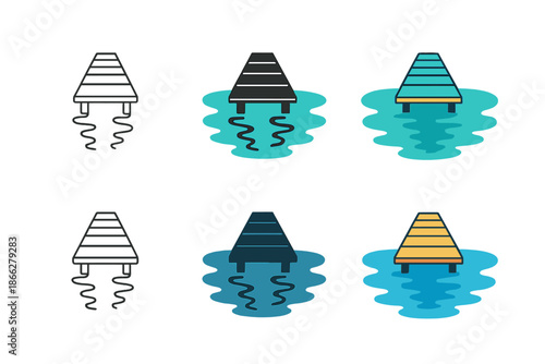 Abstract Lake Reflection. Submerged pathway creating reflection on calm lake, abstract minimal vector illustration, first in line