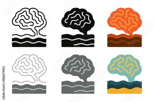 Abstract Memory Patterns. Abstract memory patterns emerging from dark peat layers, abstract minimal vector illustration, first in