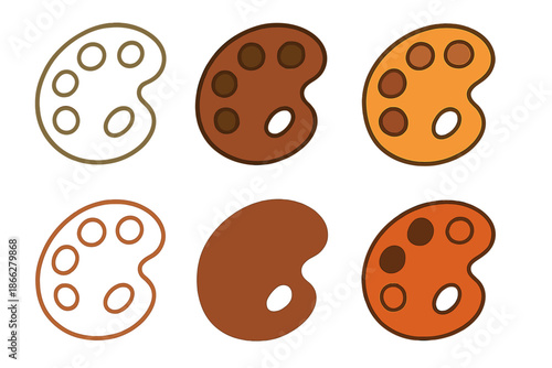 Rust Mineral Palette. Stylized artist palette made of natural red and brown tones derived from rust minerals, representing craft