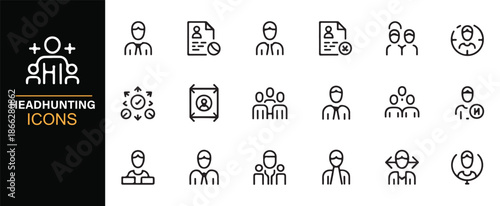 Corporate hiring and team building outline icons