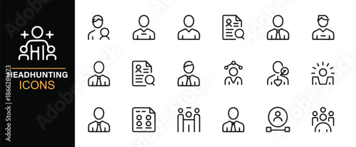 Professional recruitment and HR outline icons collection
