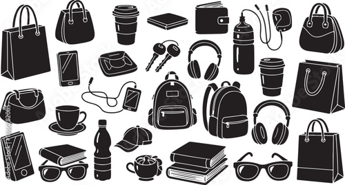 Collection of daily life objects and accessories