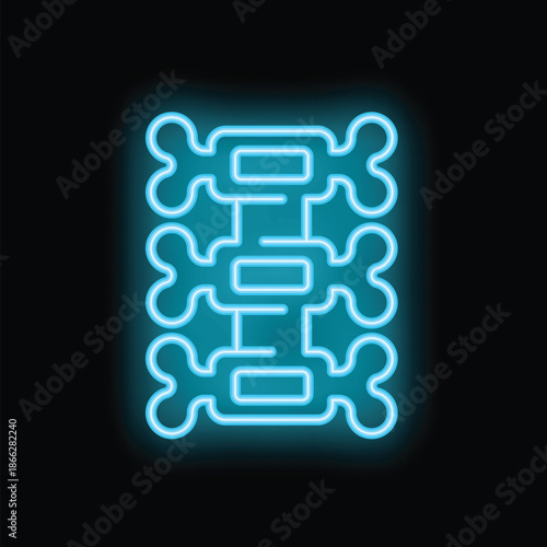 Glowing neon spine icon representing orthopedics and chiropractic