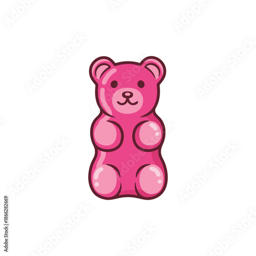 Isolated Pink Gummy Bear Cartoon Illustration