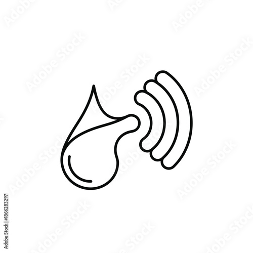 Clean and contemporary black outline vector graphic illustrating an abstract ear with radiating sound waves, perfect for audio, communication, or hearing-related designs.