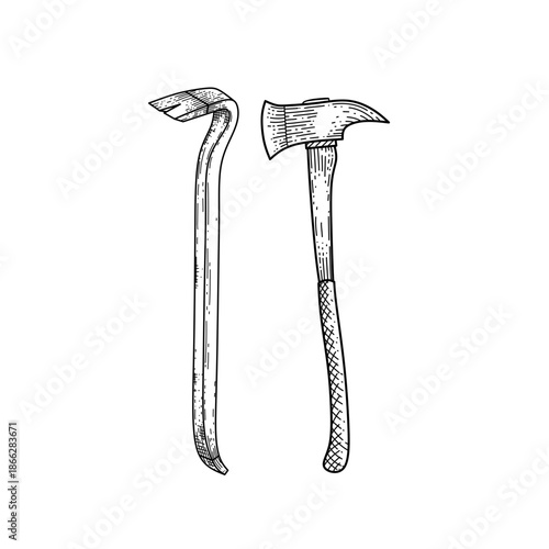 hand drawn carpenter tool set line art vector illustration