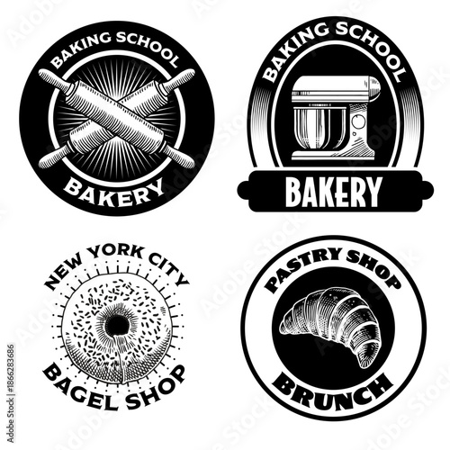 Set Vintage Badge of Baking and Cooking