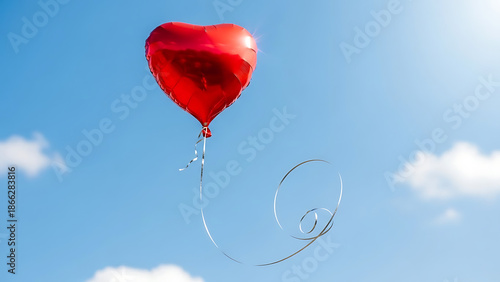 Heart Balloon Against Clear Sky Valentine Concept