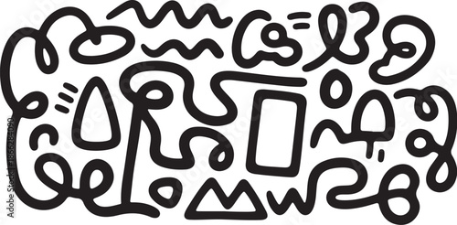 Abstract doodle art with black lines on white background
