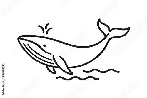 Marine Giants Icons. Line style icons of Marine Giants: large swimmer, smooth curve body, broad tail arc, subtle fin line, gentle