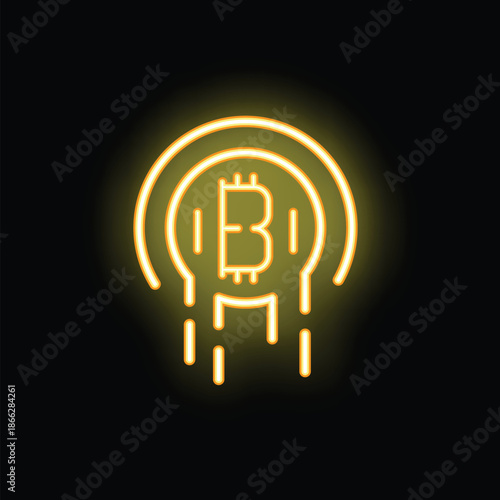 Neon sign illustrating the concept of bitcoin cryptocurrency value going down