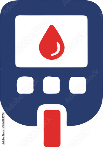 Flat icon illustration of a blood glucose meter for diabetes management