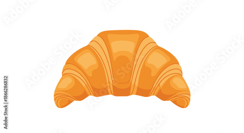 A delicious, golden-brown, and flaky croissant pastry, illustrated in a realistic and appetizing cartoon style on a white background.
