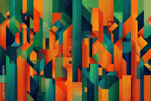 Bright Colorful Blocks Creating a Unique Abstract Pattern