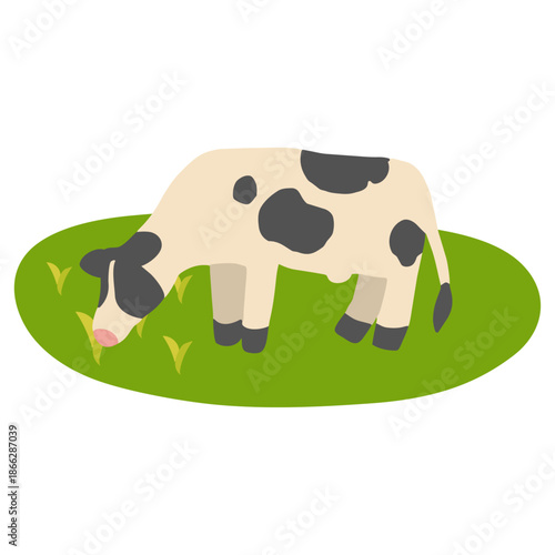 草を食べる牛のイラスト