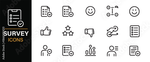 Analytics and survey result outline icons collection
