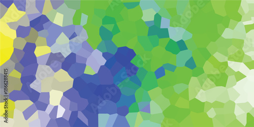 Colorful Mosaic Pattern with Irregular Geometric Shapes in Shades of Yellow Green and Blue Creating a Vibrant and Textured Abstract Background for Design