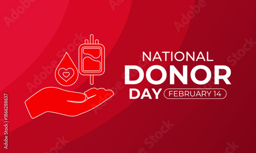 Vector illustration promoting awareness of organ donation and life-saving generosity for National Organ Donor Day. National Organ Donor Day on February 14th. Banner poster, flyer and background design