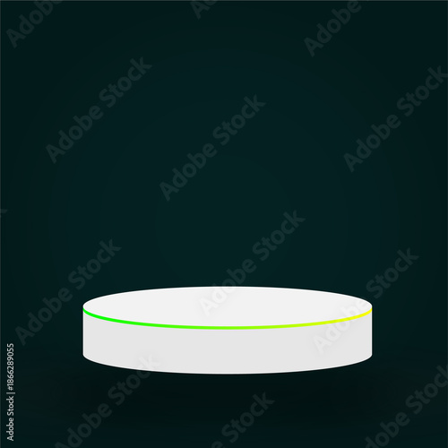 Minimalist white cylinder on dark background. Two design in 1 file. The image features a simple, white cylindrical object placed centrally against a dark blue background
