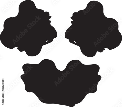 Black Silhouette Faces on White Background