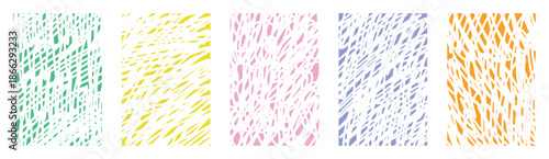 Colorful vector children scribble set with hand drawn doodle textures. Funky jagged artistic lines. Creative sketch backgrounds. Swirly irregular marker shapes. Groovy playful retro summer ornament