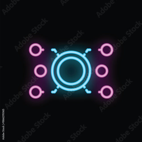 Futuristic neon icon representing a machine learning algorithm processing data