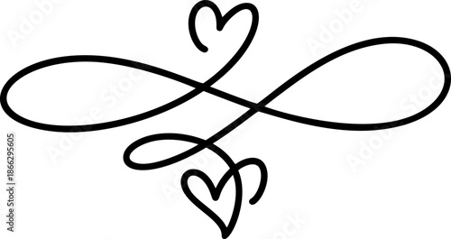Infinity Heart Swirl Valentine vector Symbol a continuous line, In Black Line Style Representing Eternal And Love Romantic Connection