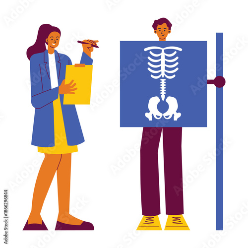 Medical professional examines patients Xray for diagnosis and treatment.