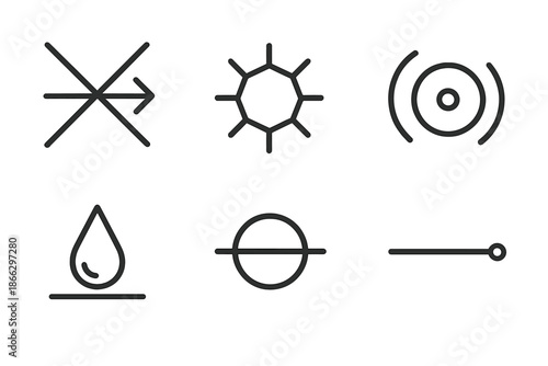 Anti-Systemic Delivery Icons. Line vector icons of anti-systemic-spread delivery: crossed wide-spread hint, localized nano-bot,
