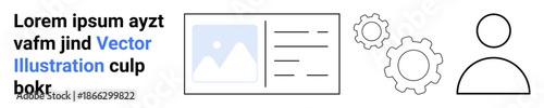 User interface design, profile management, software setup, digital tools, customization, workflow optimization. Graphic includes a mock document, gear icons and person outline. Profile management