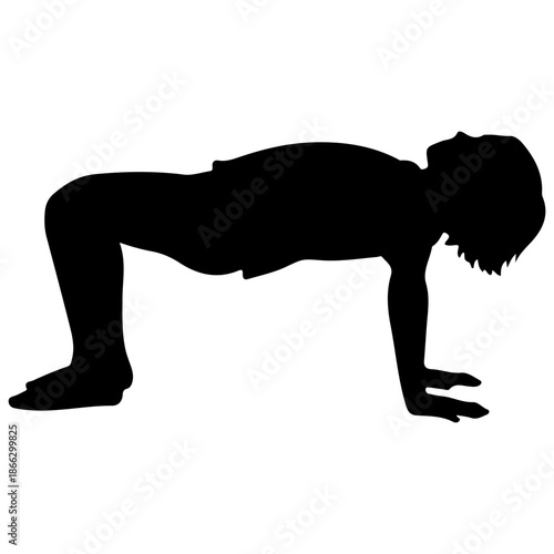 Silhouette of a person in a yoga pose, bridge pose.