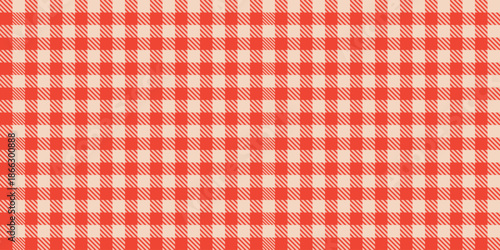 Seamless vector pattern red white checkered gingham retro picnic fabric tablecloth texture textile background summer decorative design traditional style wrapping illustration