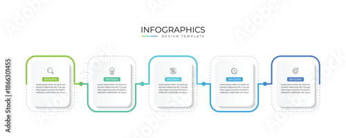Business infographic template. 5 Step timeline journey. Process diagram, Infograph elements vector illustration.