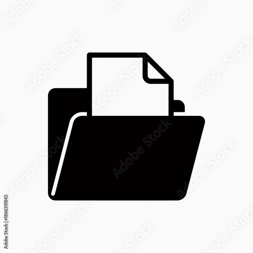 File folder with document icon. Digital data storage and organization concept, representing business documents, archives, and office administration.