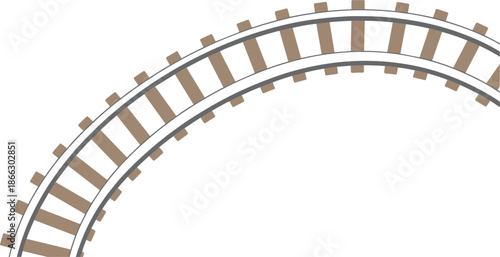 Curved railway track vector illustration isolated on white background for transportation and travel concept