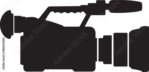 Black silhouette of a professional video camera camcorder