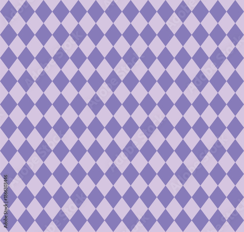 Seamless purple and lavender argyle checkered pattern with diamond shapes for textile design wallpaper backgrounds wrapping paper digital graphic decor fashion fabric surface repeat print