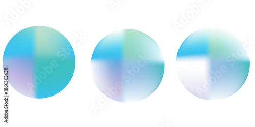 Abstract gradient blur colors, smoothly blue and green. The liquid and fluid shapes in dynamic visual effect. Flat vector illustration isolated on white background.