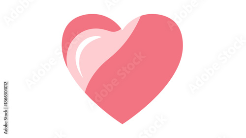 Pink heart symbol on white background, Valentine's Day icon