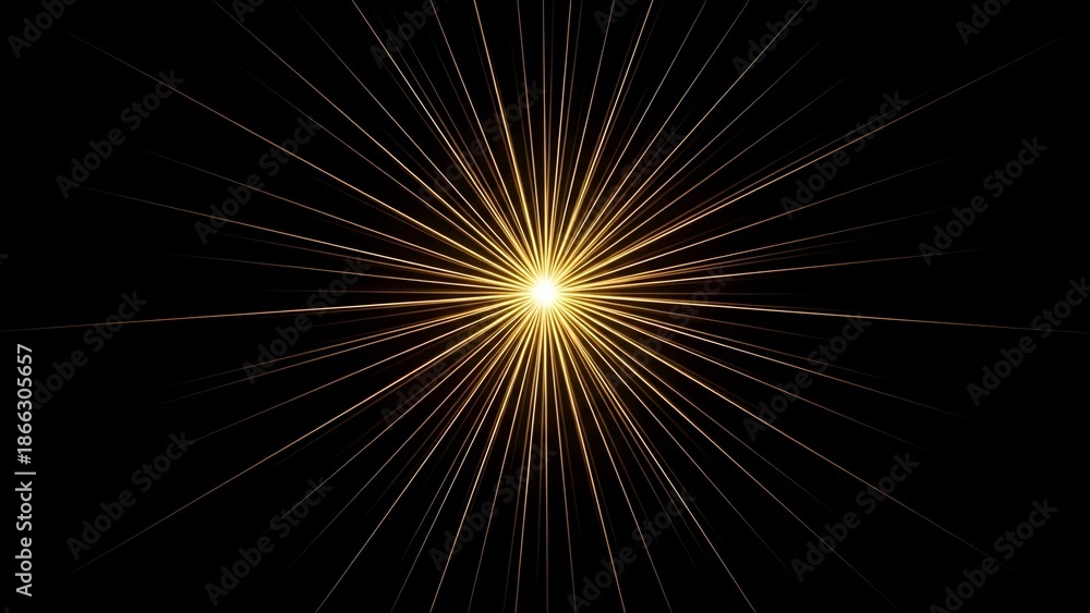 Obraz premium Vibrant yellow light explosion with radiating streaks in dark background