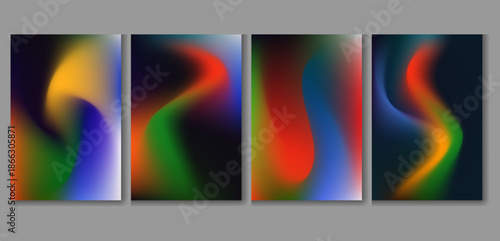 Collection of modern abstract liquid gradient shapes. Vibrant colorful fluid blobs with pink, purple, and orange transitions isolated on white for web UI design and creative brand identity.